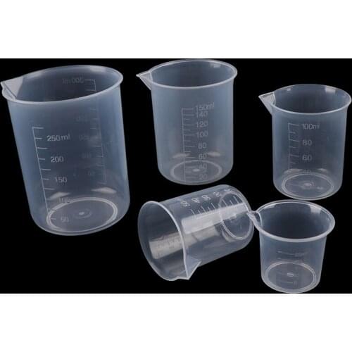 2Pcs 250ml/150ml/100ml/50ml/25ml Transparent Kitchen Laboratory Plastic Volumetric Beaker Measuring Cup