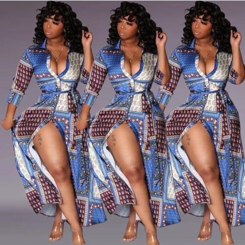 Sexy Fashion Printed Casual Dresses africa dresses for women women long dress
