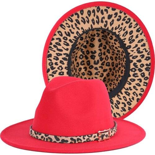 Classics Out Red In Leopard Fedora Hats With Leopard Band Autumn New Style Wool Felt Casual Women Elegant Jazz Hats