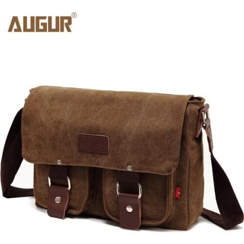 2016 Canvas Leather Crossbody Bag Men Military Army Vintage Messenger Bags Large Shoulder Bag Casual Travel Bags augur-01