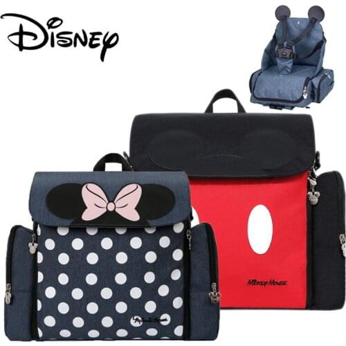 Disney Cute Dot Bow Baby Diaper Bag Backpack Mummy Maternity Nappy Bag Waterproof Mommy Bag For Travel Pre-design Large Capacity