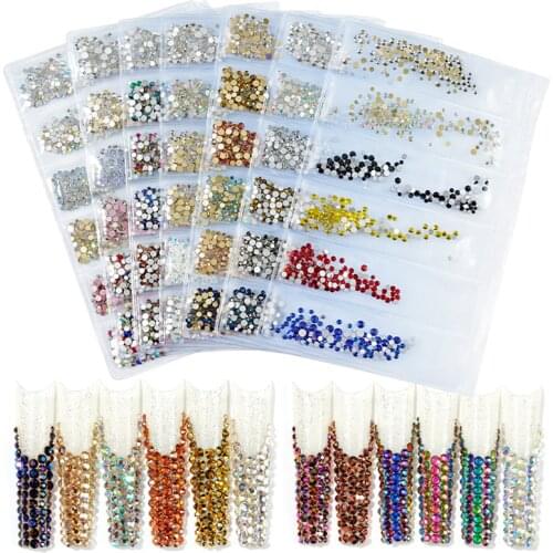 Swarovsky Super Glitter Crystal AB Non Hot Fix Rhinestones Mix FlatBack Strass Sewing&Fabric Garment Nail Art Rhinestones