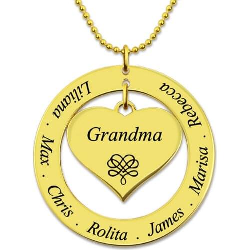 Uonney Dropshipping Personalized Circle-Heart Family Necklace Silver Rose Gold Color Mothers Day Gift For Women Jewelry