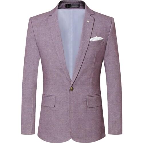 High Quality Brand Men Plaid Suit Jacket Business Wedding Party Male Blazer Coat Blue Black Gray Jaqueta S-5XL Outerwear