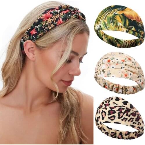 Women Leopard Printing Hair Scarf Vintage Bandana Hairband Tie Headscarf Elastic Hair Bands Headwrap for Girls Hair Accessories