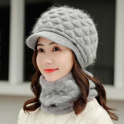 2021 Winter Rabbit Fur Hat Women Beanies Sweet Cute Autumn Students Hedging Cap Thick Warm Wool Knit Hats Lady Hair ball Earmuff