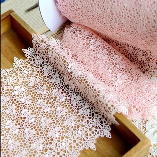 1 Meter New Polyester Pink Flower Lace Fabric Wedding Diy Handmade Lace Trim Dress Sewing Accessories Supplies Craft 20cm Width