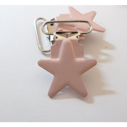 25pcs 1'' 25mm #35 POWDER PINK COLOR Star Shaped Pacifier Clips