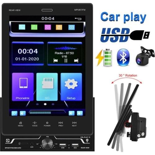 2Din 9.5Inch Touchscreen MP5 Player Car Stereo Radio for Apple/Android CarPlay Bluetooth Mirror Link Navi + AHD Camera