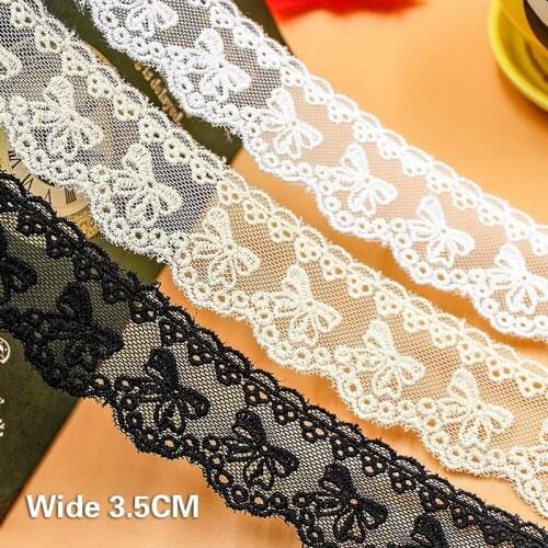 3.5CM Wide And High Quality Bow Bilateral Embroidery Lace Wedding Handmade DIY Fabrics For Sewing Clothes