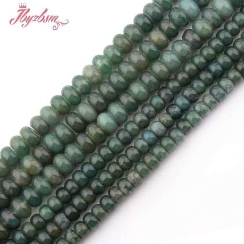 4x6,5x8mm Smooth Rondelle Bead Moss Agates Natural Stone Beads For DIY Necklace Bracelat Woman Jewelry Making 15" Free Shipping