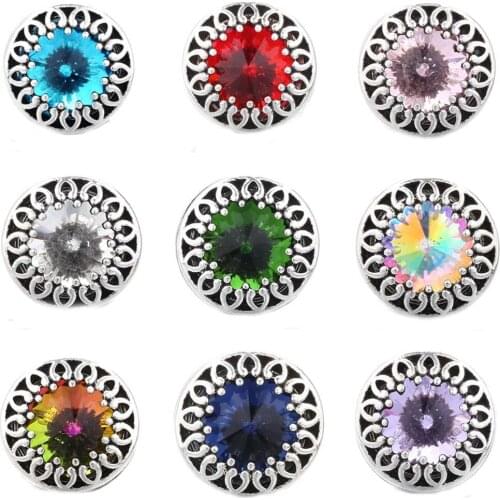 5pcs/lot Snap Jewelry High Quality Hollow Box Crystal Flower 18mm Snap Button Bracelet DIY Ginger Button Snap Jewelry