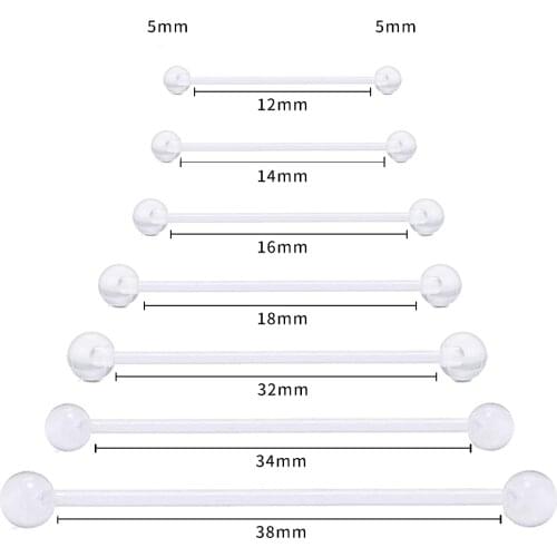 5Pcs Set Body Piercing Jewelry Transparent Acrylic Industrial Tongue Rings Barbell Bars Women Accessories Tongue Bar Ear bridge