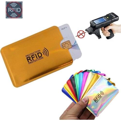 5Pcs Anti RFID Wallet Blocking Reader Lock Blocking Sleeves ID Bank Card Holder Case Protection Credit Card Holder Aluminium