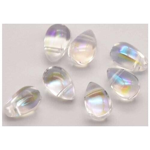 50 Pcs/Lot 9mm*6mm Transparent Color Ab Czech Glass Crystal Beads Aesthetic Accessories For Making Diy Jewelry Necklace JA0196