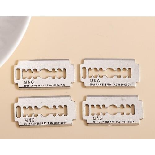 5pcs 17*36mm Trendy Silver Color Razor Blades Charms DIY Fit Necklaces Pendants Earrings Handmade Jewelry Findings