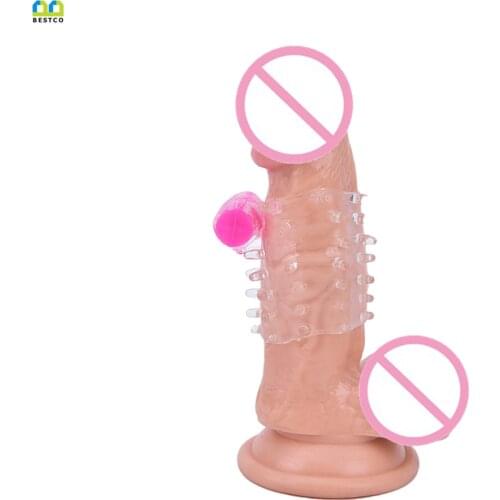 BESTCO Male Penis Vibrator Time Delay Clitoris Stimulator Finger Vibrator Penis Extension Adult Erotic Sex Toys For Men