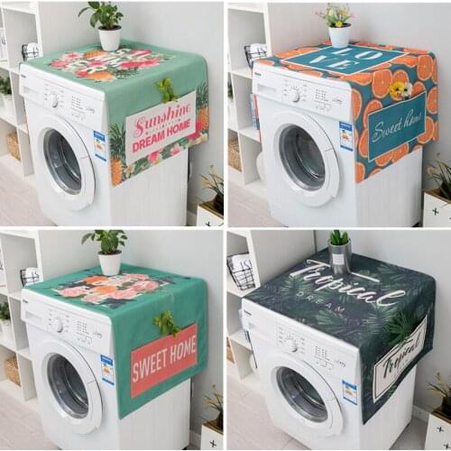 Nordic Washing Machine Cover Flamingo Green Leaf Dustproof Cover Cloth Microwave Refrigerator Protecor Home Decor Accessories
