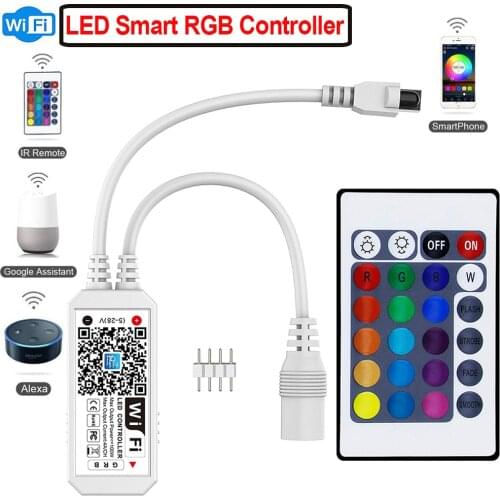 DC 5V 12V 24V RGB LED Wifi Controller Mini Smart Light Strip Music Switch Wireless Remote Control For Alexa Google Magic Home