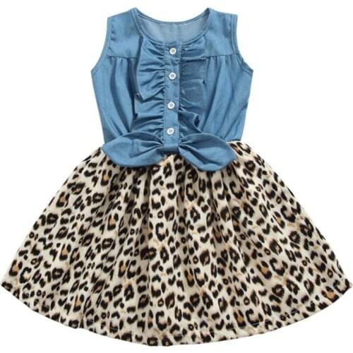 Kids denim stitching dress Girl clothes Sleeveless Dress 2-6 Year Summer Children Clothing fashion Dress Baby Girl dress