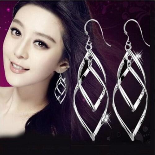 Ea397 2018 hot sale fashion shiny alloy twisted geometric double-layer earrings female charm jewelry Christmas gifts