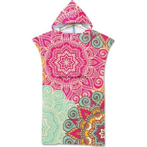 Adult Exotic Microfiber Bath Towel Hooded Surf Beach Swimwear Printed Swimming Quick Dry Ultralight Cooling Towel Bath Robe