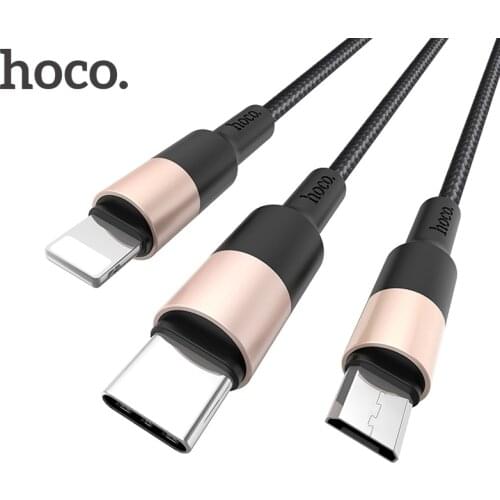 HOCO 3 in1 USB Cable for iPhone X XS XR 8 7 6 6s Cable Micro USB Type C Cable for Samsung S9 S8 Fast Charging Cable 2A Charger