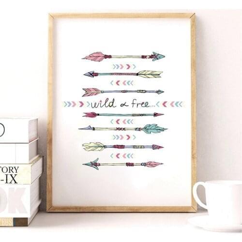 Wild Free Feather Watercolor Art Canvas Painting Picture Bohemia Style Wall Art Prints Poster Kids Nursery Home Wall Decor