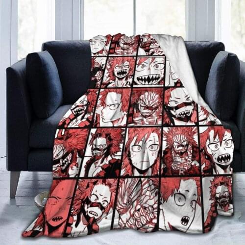My Hero Academia Collage Anime Kirishima Throw Blanket Fuzzy Warm Throws for Winter Bedding 3D Printing Soft Micro Fleece