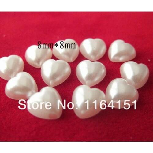 100pcs 8*8mm Mini Semicircle Pearl Flat Back Buttons Heart Scrapbooking Products (pearl white) DIY Embellishment Craft Acessory