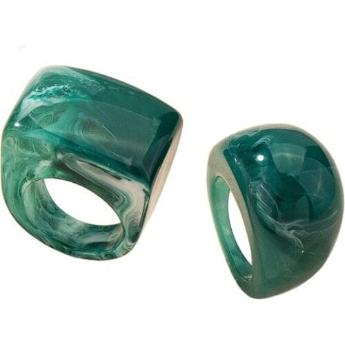 INS Fashion Acrylic Resin Hip Pop Ring For Women Men NewClassic Geometric Rectangle Index Finger Rings Party Jewelry