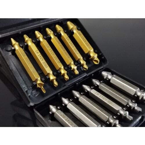 4/5/6Pcs Set Damaged Screw Extractor Drill Bit Stripped Broken Screw Bolt Remover Demolition Tools Kit