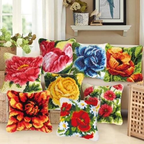 DIY Pillowcase 3D cross stitch thread embroidery kits Flowers Latch hook kits Carpet embroidery cushion embroidered carpet mats