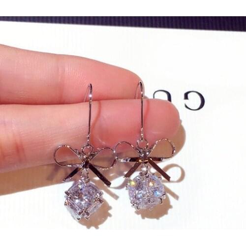 2020 New Hook Bow Ball Lady Earrings Wedding Valentines Day Jewelry Gifts Wholesale Fall Earrings Wedding Accessories