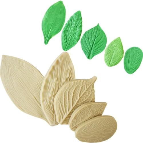 New Arrival 5PCS/Set Fondant Cake Decorating Tools Flower Making GumPaste Peony Rose Floral Petal Leaf Veiner Silicone Mold DIY