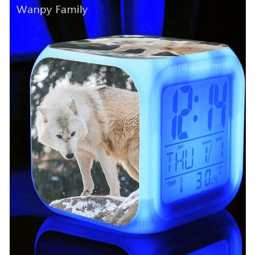 North Wolf Alarm Clock 7 Color LED Glowing Digital Alarm Clock For Kids Festival gifts Multifunction Snooze Function Clock
