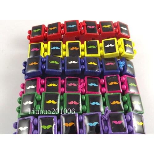 Wholesale 24 pcs Six color mixing Beard Wood stretch bracelets Fashion Jewelry