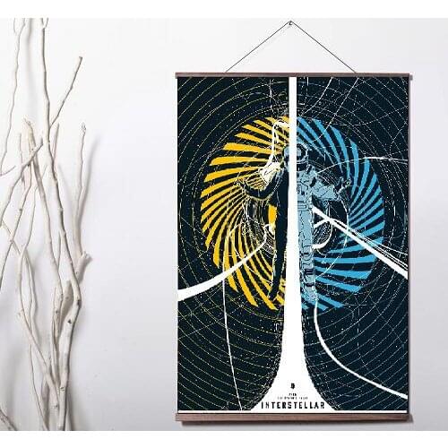 Lot style Choose Interstellar Movie Art Canvas print poster decoration painting with solid wood hanging scroll