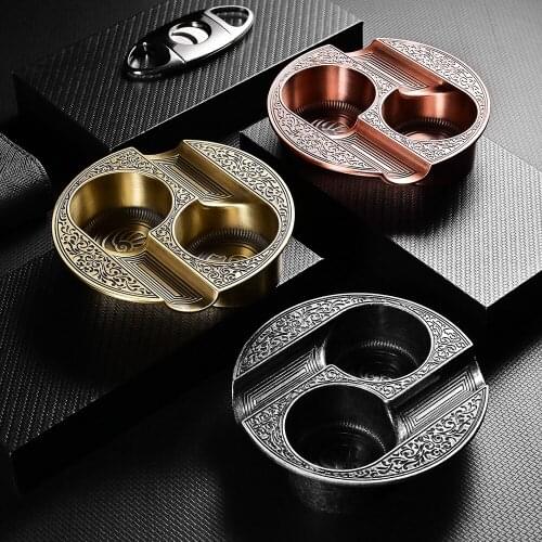 COHIBA Cigar Ashtray Copper Carving Pattern Cigar Ashtray 2 Cigar Ashtray Tobacco Ashtray 3 Color Alloy Gift Box CLG-21FB2