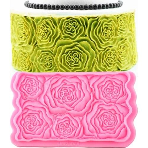 Peony Flower Lace Silicone Mold DIY Wedding Cake Border Fondant Molds Cake Decorating Tools Candy Clay Chocolate Gumpaste Moulds