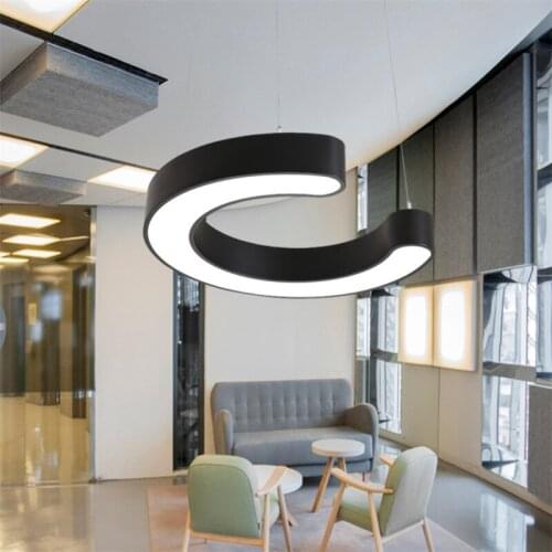Nordic C Shape Led Pendant Lights Black Ring Bedroom Table Dining Kitchen Industrial Decor Fancy Lighting House Fixture Interior