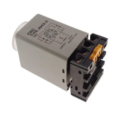 220V Max 60s Power On Delay AH3-3 Timer Relay With Socket Base PF083A