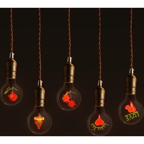 Christmas G80 Edison Bulb I LOVE YOU Rose Romantic Night Lights E27 220V Decoration Novelty Retro Incandescent Bulbs Lampada