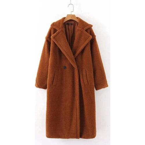 Pink Long Teddy Bear Jacket Coat Women Winter 2019 Thick Warm Oversized Chunky Outerwear Overcoat Women Faux Lambswool Fur Coats