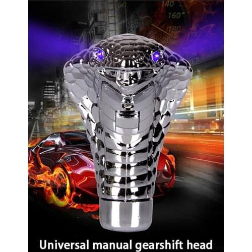 Car Gear Shift Knob Universal Chrome LED Gear Shift Lever General Manual Gear Shifting Snake Head Lever