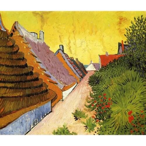 Hand Painted Oil paintings Vincent Van Gogh Canvas art Street in Saintes-Maries High quality home decor