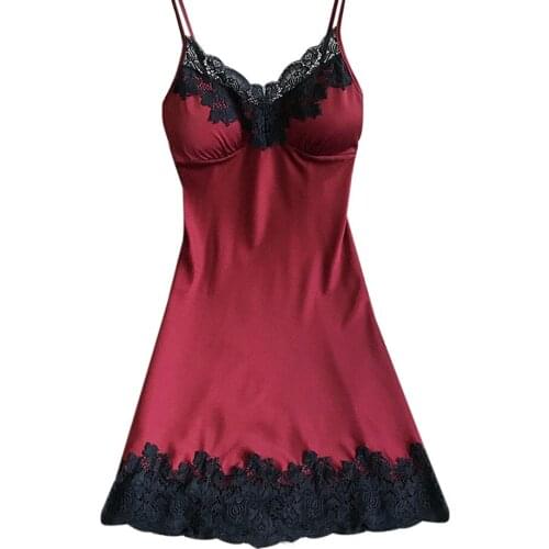 Sexy Suspender Skirt Solid Color Lace Stitching V-neck With Chest Pads Erotic Underwear Female Babydoll Bodysuit Porno Lingerie