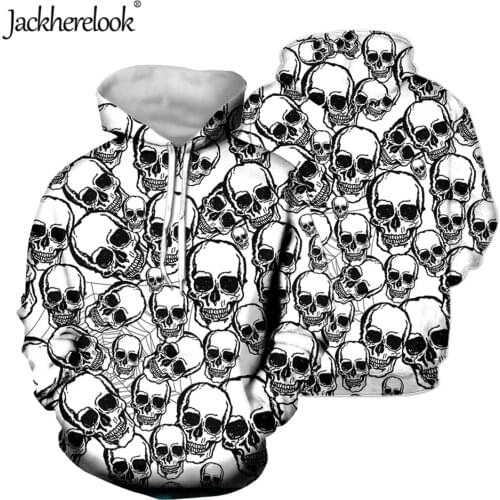 Jackherelook Punk Skull Design Women Men Oversized Hoodies Sweatshirt Female Autumn Winter Loose Casual Clothes Plus Size Tops