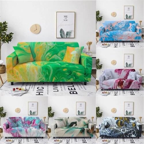 Marble Printing All-inclusive Stretch Couch Cover Dust Proof Anti-slip Sectional Sofa Cover Soft Smooth Slipcovers Home Decor