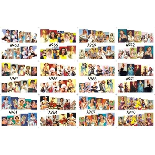 UPRETTEGO 12 PACKS / LOT NAIL ART BEAUTY WATER DECAL SLIDER NAIL FULL COVER GIRL COMIC MOVIE STARS ACTRESS A961-972